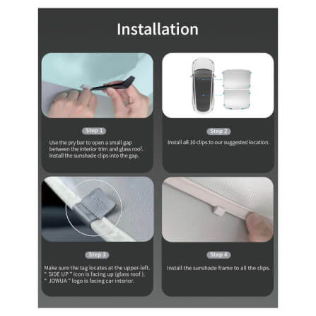 ม่านบังแดดหลังคา JOWUA GLASS ROOF SUNSHADE สำหรับ MODEL Y 2021-2024 สีขาว_6